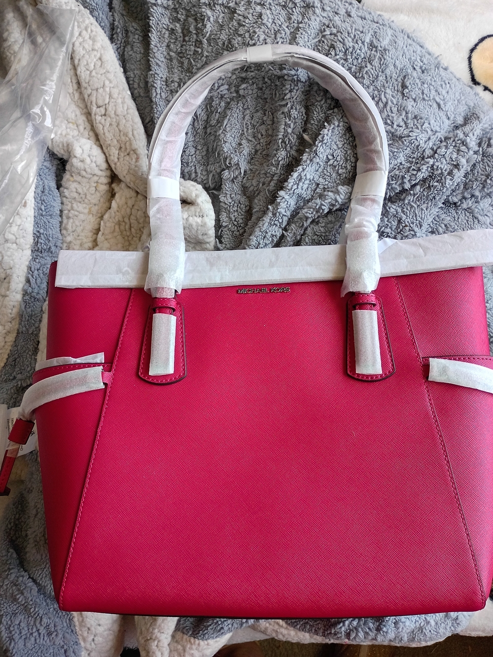 New, Michael Kors Hot Pink Saffiano Leather Tote